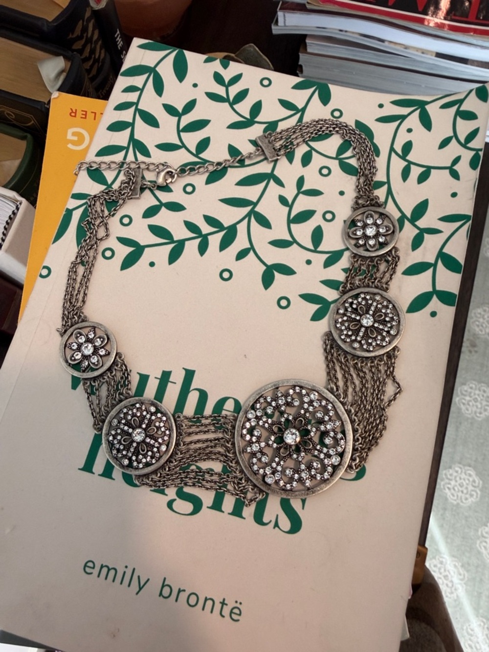 TC Silver-Tone Multi Medallion Crystal Necklace